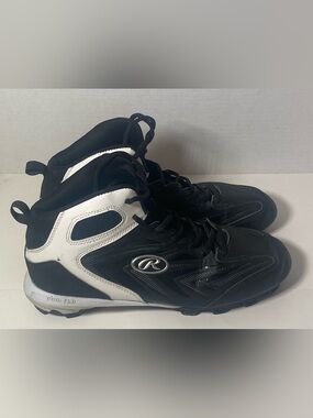 Rawlings Baseball Cleats Mid Top Shoes Size 10 Coolflo Black White